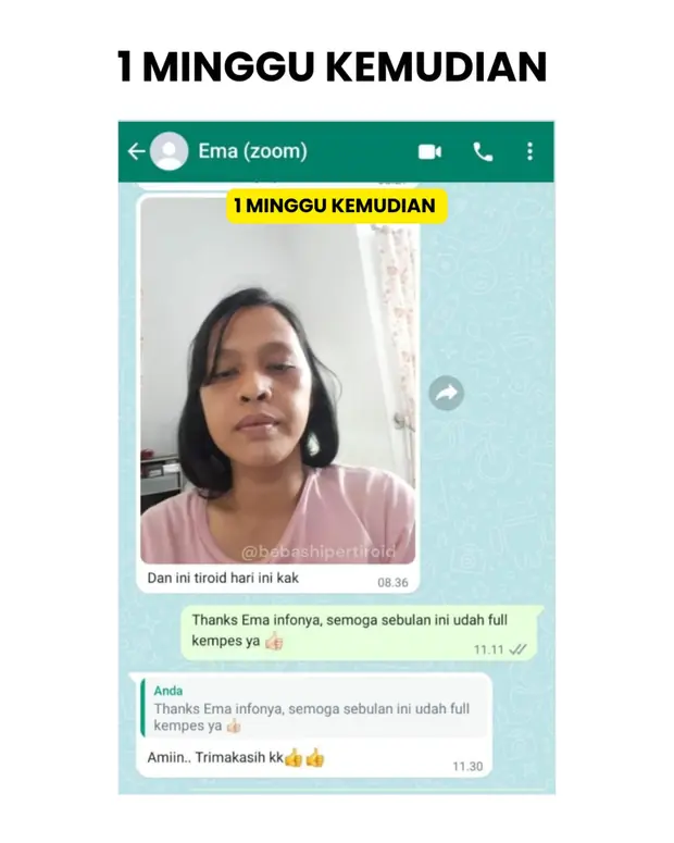 Perubahan kondisi Ema satu minggu kemudian