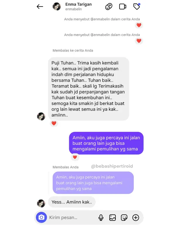 Pesan testimoni Ema setelah sembuh dari hipertiroid